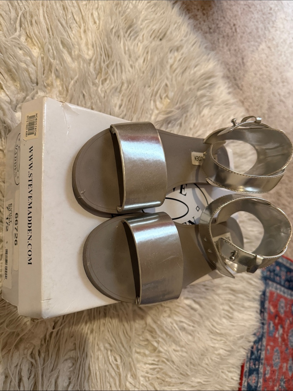 Steve Madden Silver Metallic Ankle-Strap Sandals